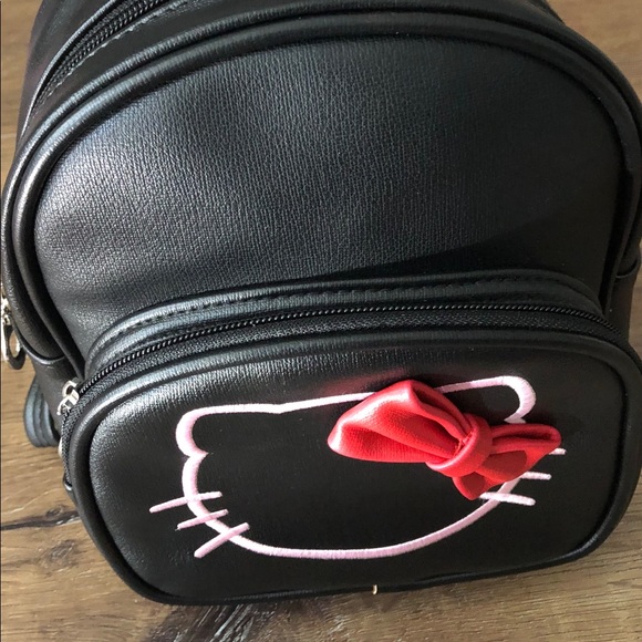 HELLO KITTY-NWT Black Faux Leather Mini Backpack - Picture 15 of 15